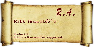 Rikk Anasztáz névjegykártya